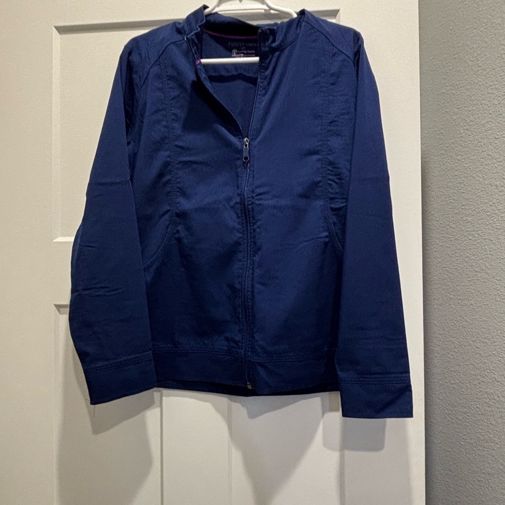 Navy Blue Zip-Up scrub Jacket